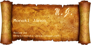 Monoki János névjegykártya